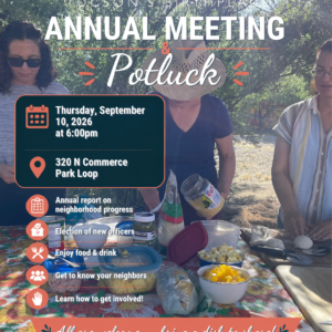 Menlo Park Neighborhood Annual Meeting & Potluck 2026 2026 Annual Meeting – September 10